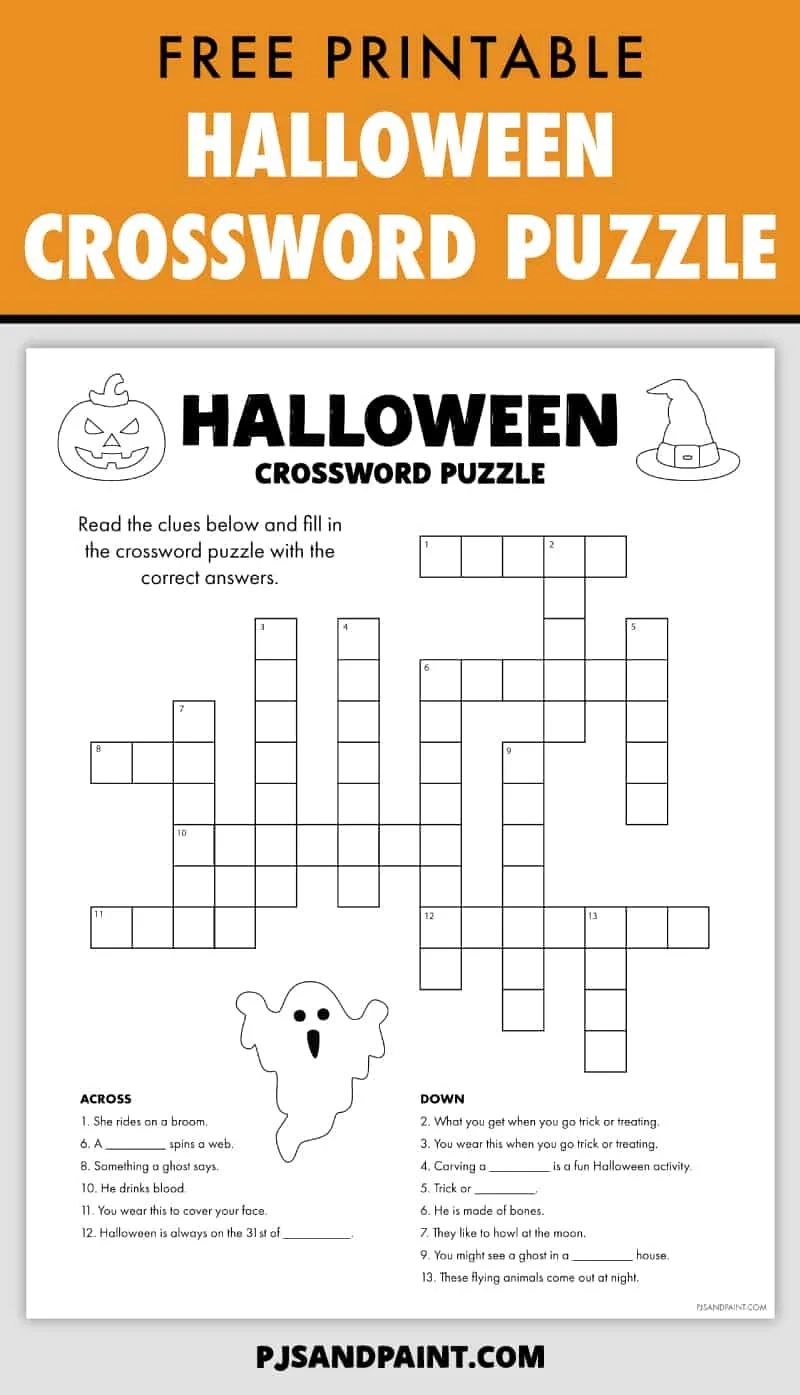Free Printable Halloween Crossword Puzzle Pjs And Paint Worksheets Library Free Printable Halloween Crossword Puzzle Pjs And Paint Worksheets Library