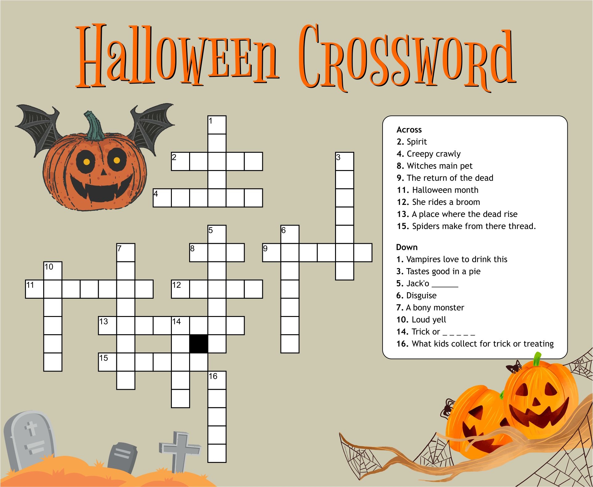 Free Printable Halloween Crossword Worksheets Library Free Printable Halloween Crossword Worksheets Library
