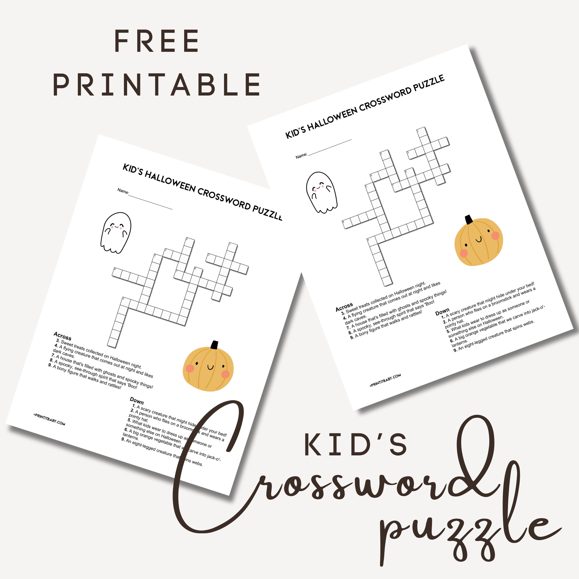 Free Printable Kids Halloween Crossword Puzzle Free Printable Kids Halloween Crossword Puzzle
