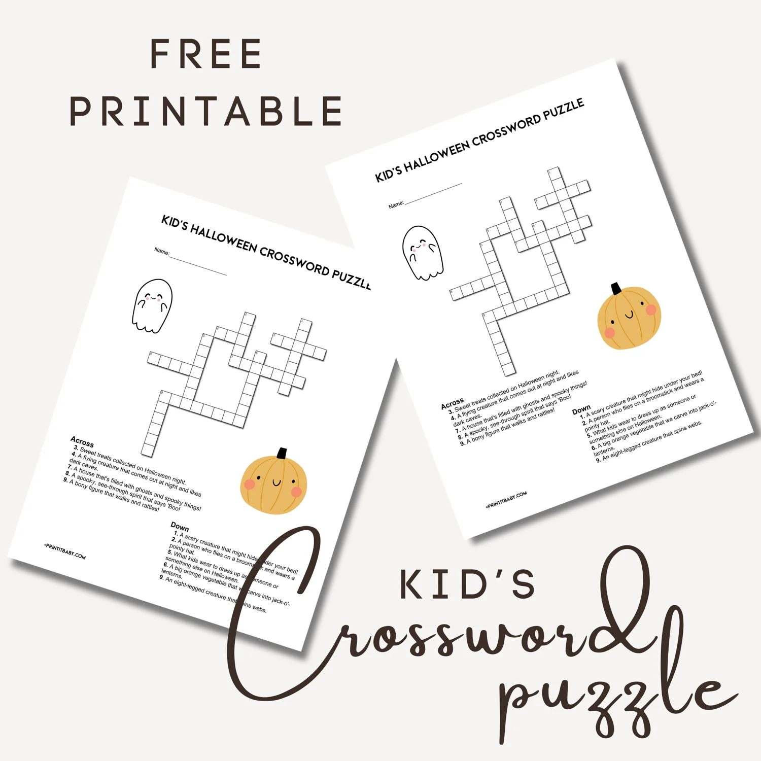 Free Printable Kids Halloween Crossword Puzzle Free Printable Kids Halloween Crossword Puzzle