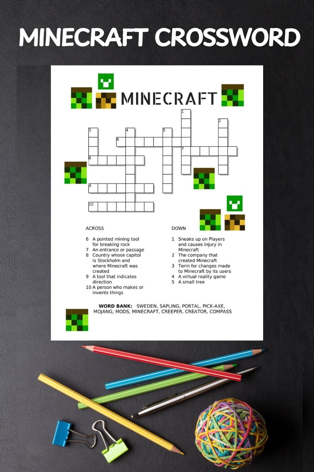 Free Printable Minecraft Crossword Puzzle Jinxy Kids Free Printable Minecraft Crossword Puzzle Jinxy Kids