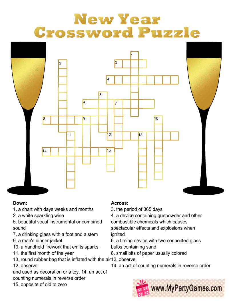 Free Printable New Year Crossword Puzzle For Adults Free Printable New Year Crossword Puzzle For Adults