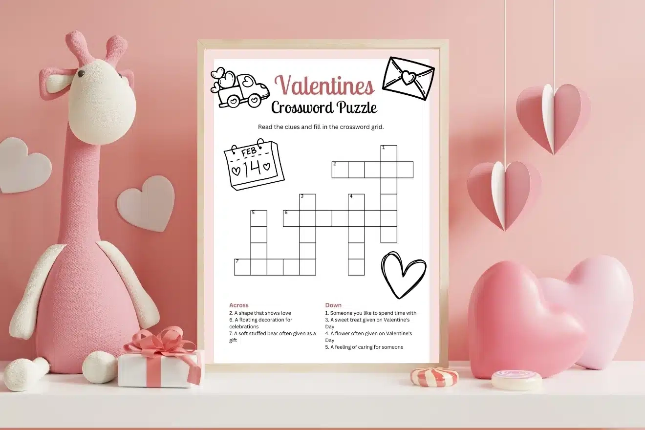 Free Valentines Day Crossword Puzzle A Fun Activity For Kids Ages 5 8  Free Valentines Day Crossword Puzzle A Fun Activity For Kids Ages 5 8