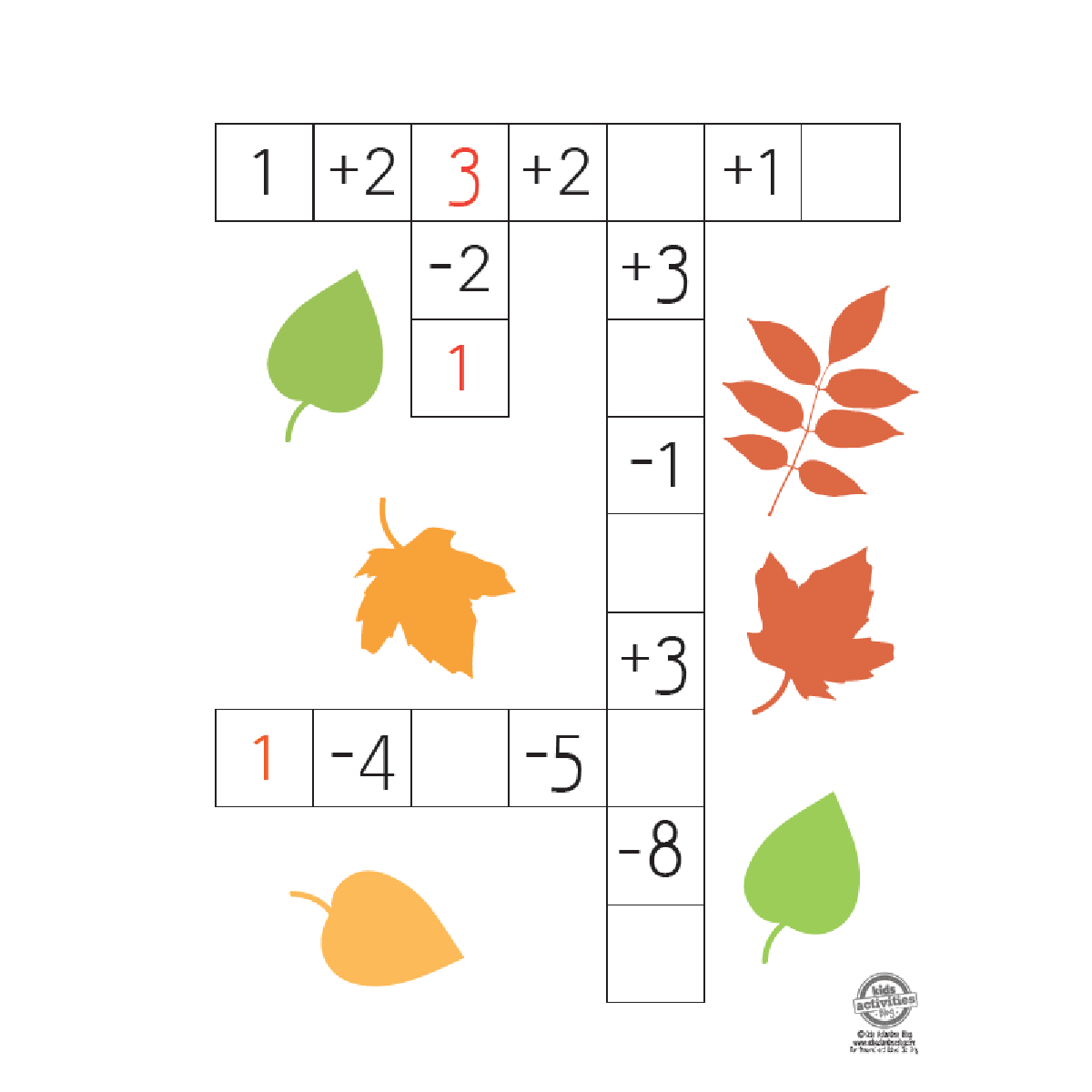 Fun Fall Math Crossword Puzzles For Kids Kids Activities Blog