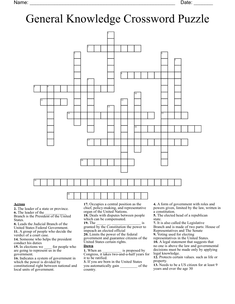 General Knowledge Crossword Puzzle WordMint General Knowledge Crossword Puzzle WordMint