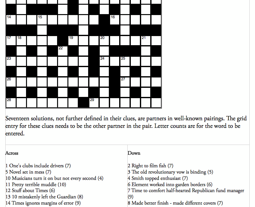 Genius Crossword No 142 Crosswords The Guardian