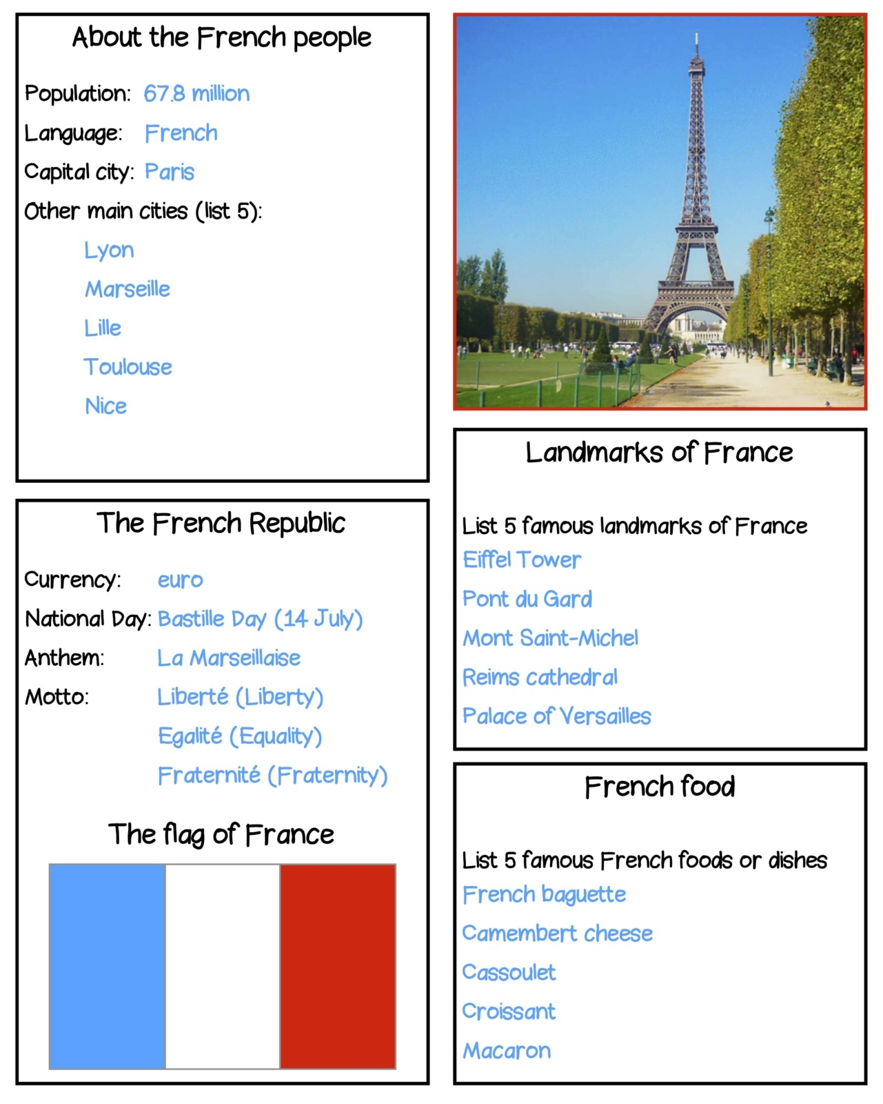 France Facts Crossword Printable