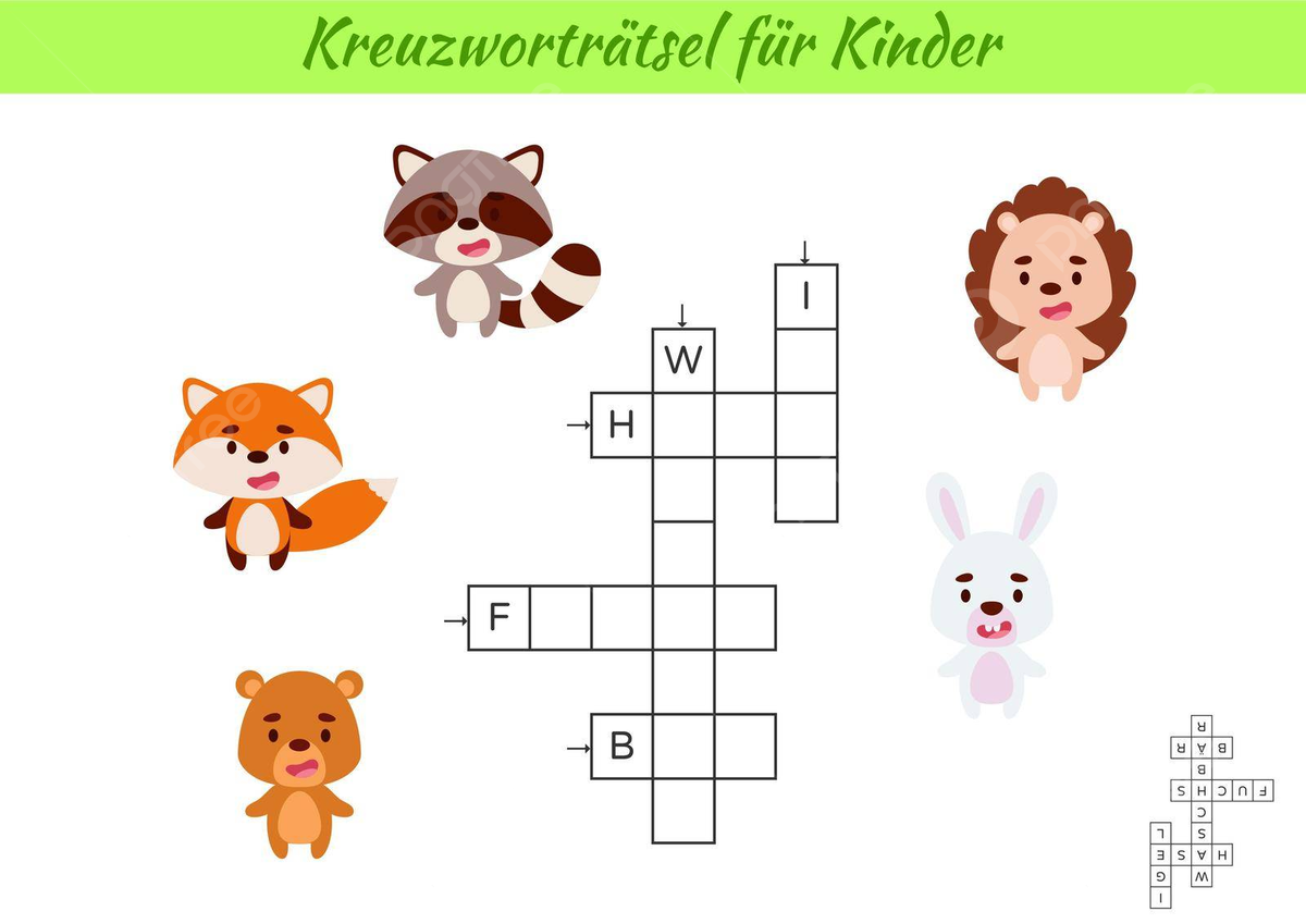 German Animal Crossword For Kids With Answerseducational Printable Vector Cute Hare Cross PNG And Vector With Transparent Background For Free Download