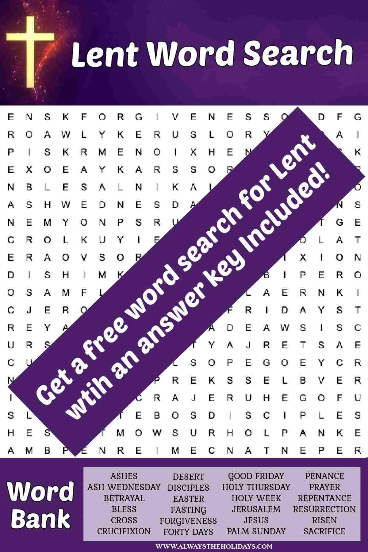 Get A Free Word Search For Lent With An Answer Key Included Get A Free Word Search For Lent With An Answer Key Included