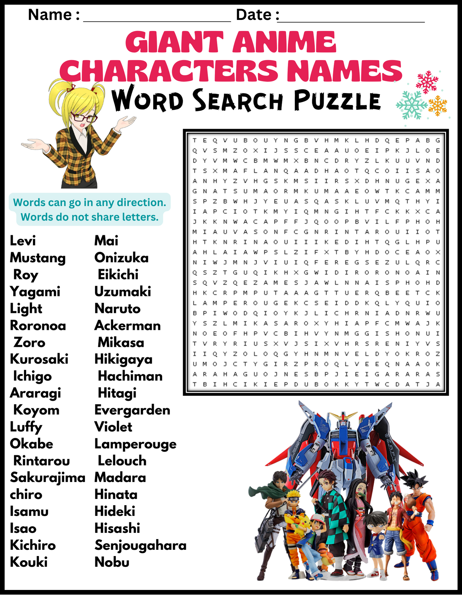 Anime Crossword Puzzles Printable Anime Crossword Puzzles Printable