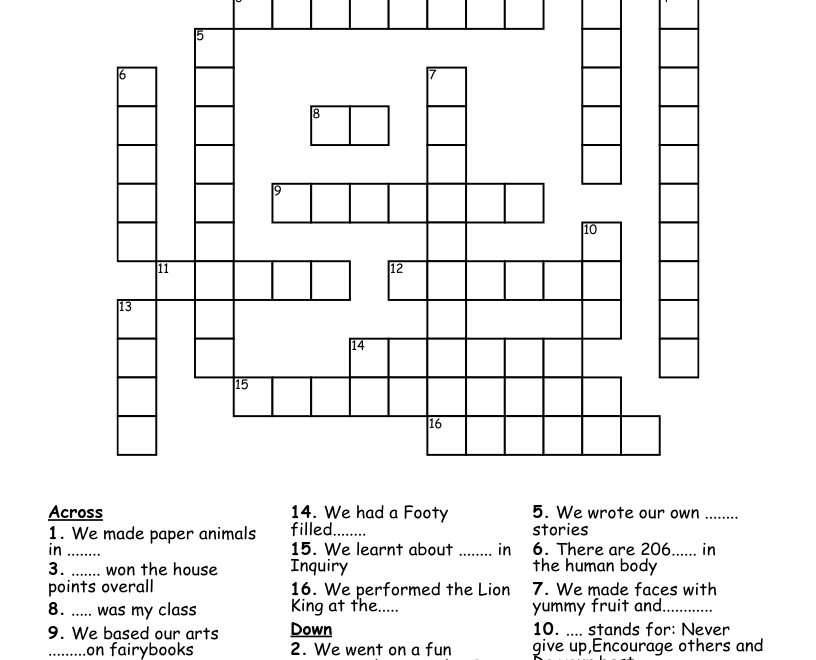 Grade 2 Crossword WordMint