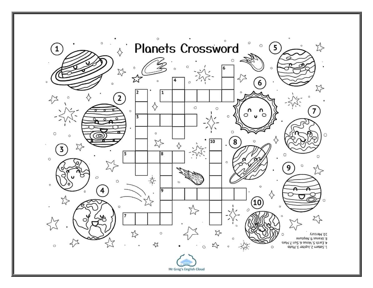 Grade 2 Space Crosswords Mr Gregs English Cloud Worksheets Library Grade 2 Space Crosswords Mr Gregs English Cloud Worksheets Library