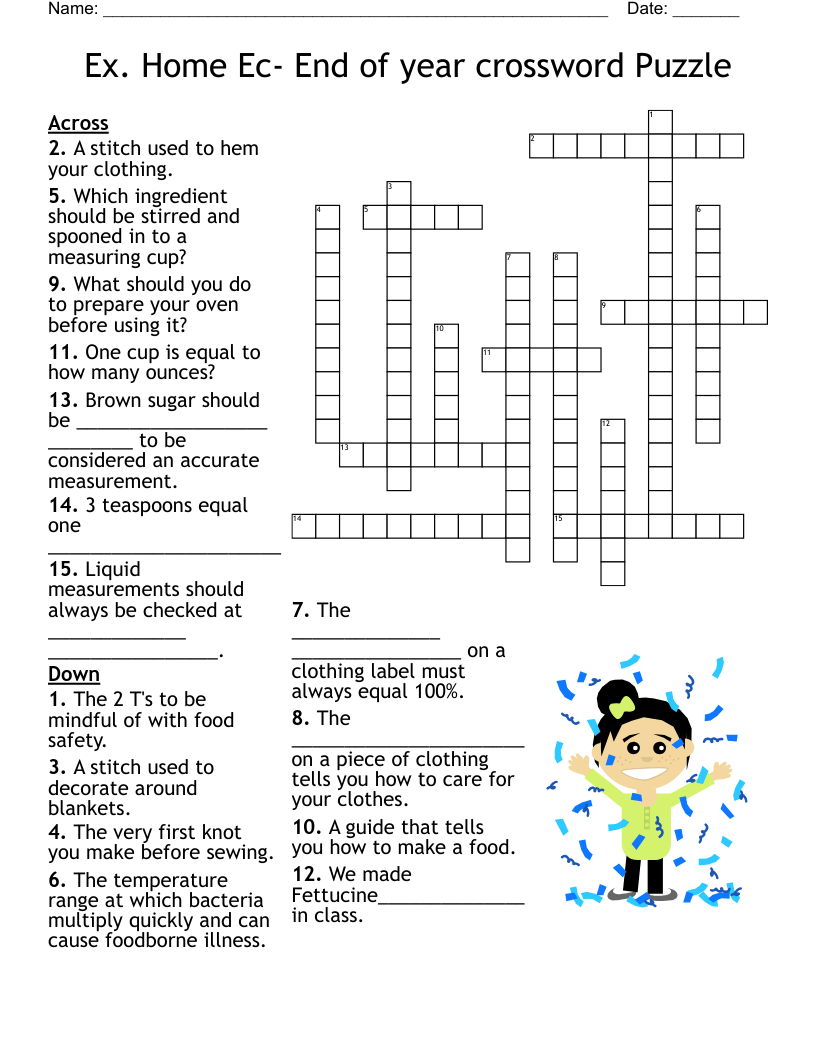 End Of The Year Crossword Puzzle Printable End Of The Year Crossword Puzzle Printable
