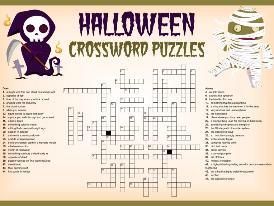 Halloween Crossword 02 Learn With Puzzles