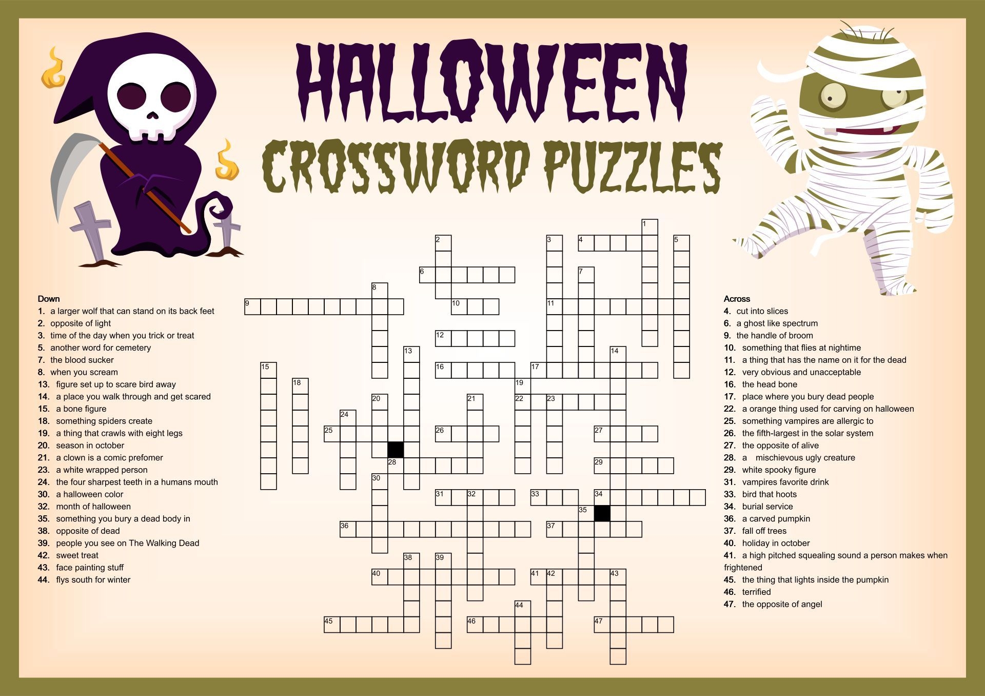 Halloween Crossword 02 Learn With Puzzles