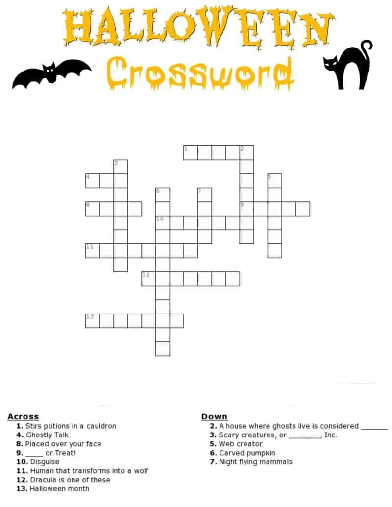 Halloween Crossword Printable With Or Without Word Bank Worksheets Library Halloween Crossword Printable With Or Without Word Bank Worksheets Library