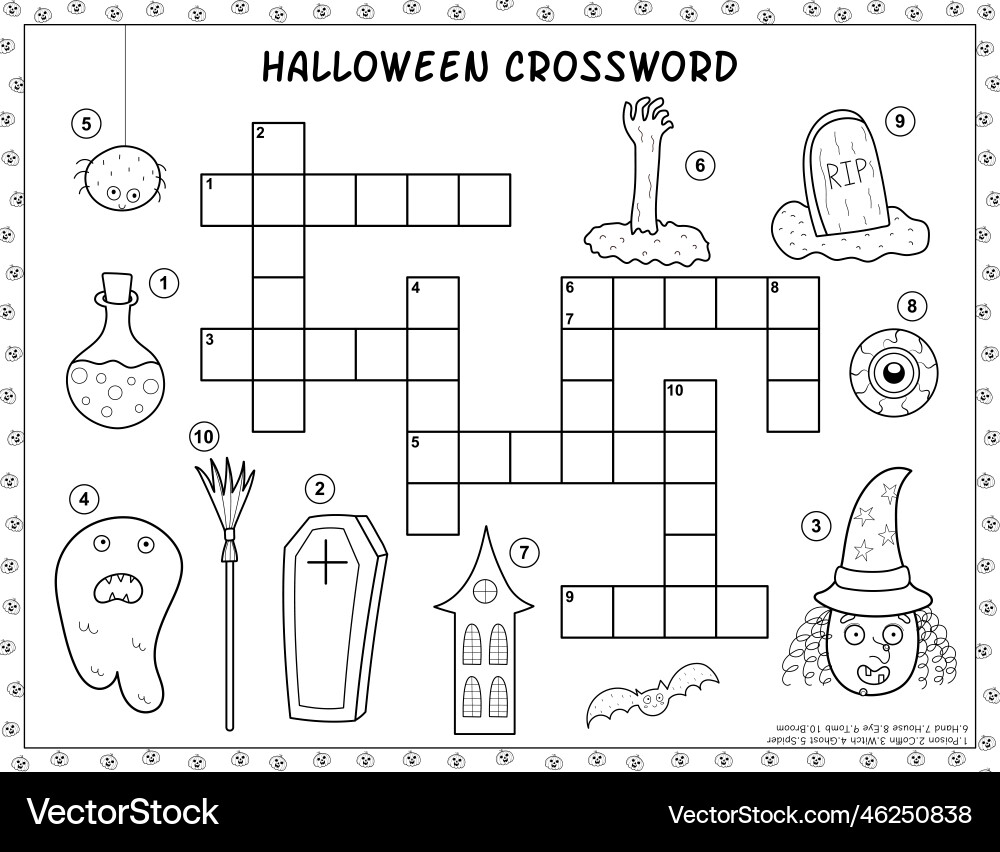 Halloween Crossword Puzzle Kids Activity Vector Image Halloween Crossword Puzzle Kids Activity Vector Image