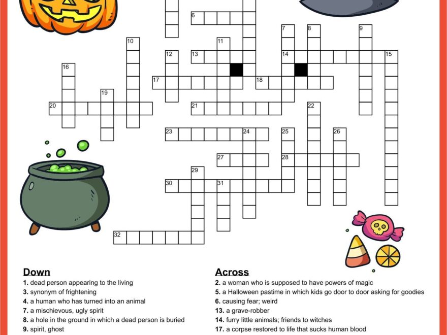 Halloween Crossword Puzzle Word Search WordMint Worksheets Library