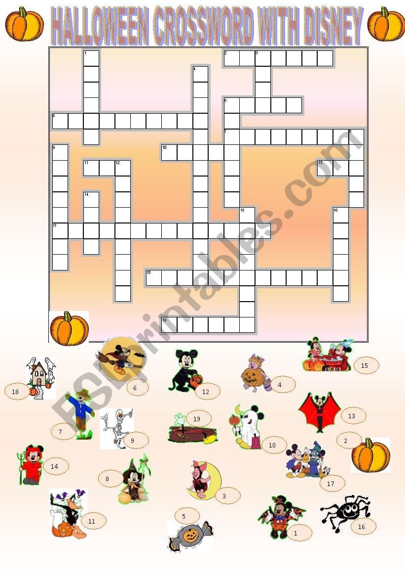 Halloween Crossword With Disney ESL Worksheet By Szabone m eva Halloween Crossword With Disney ESL Worksheet By Szabone m eva