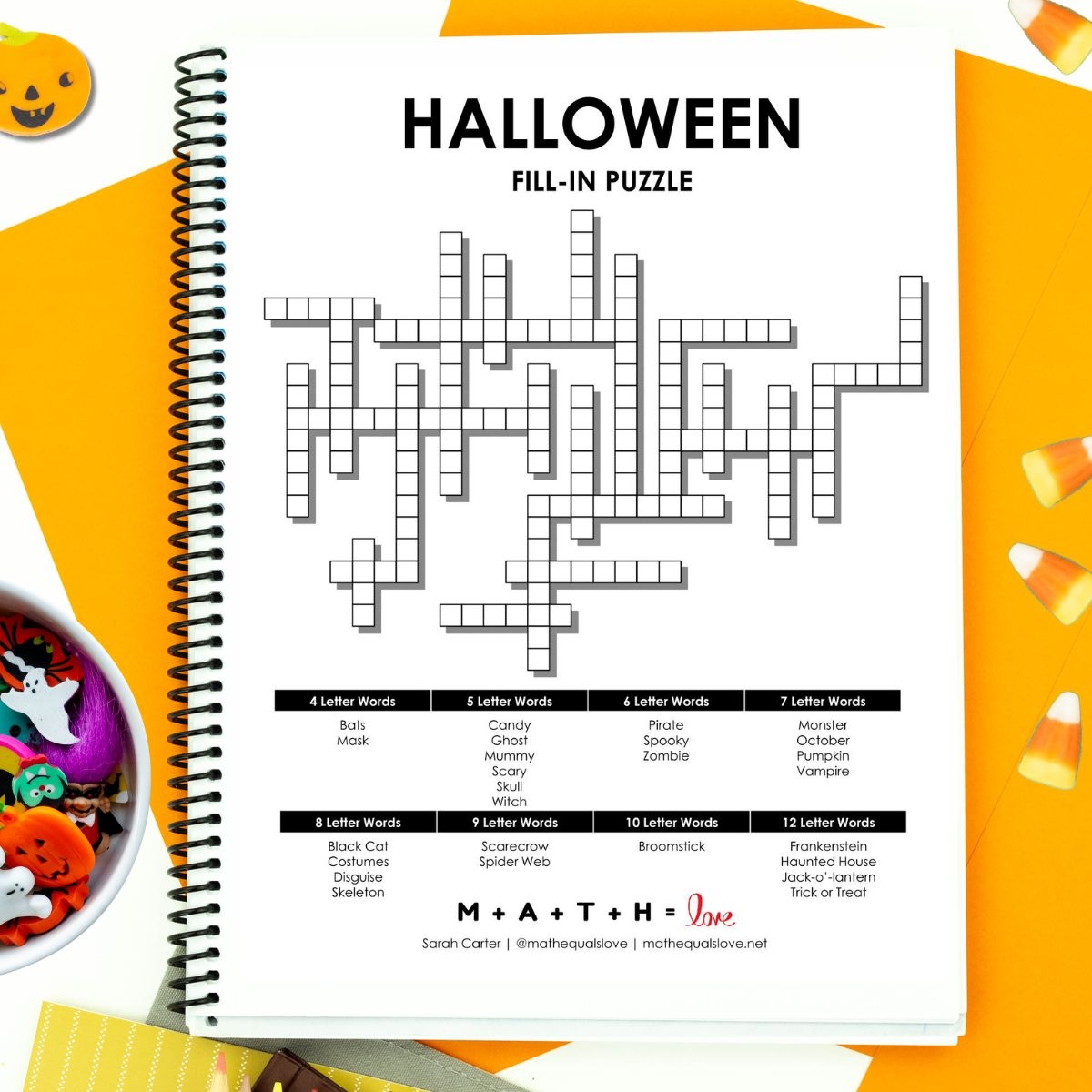 Halloween Fill In Word Puzzle Math Love