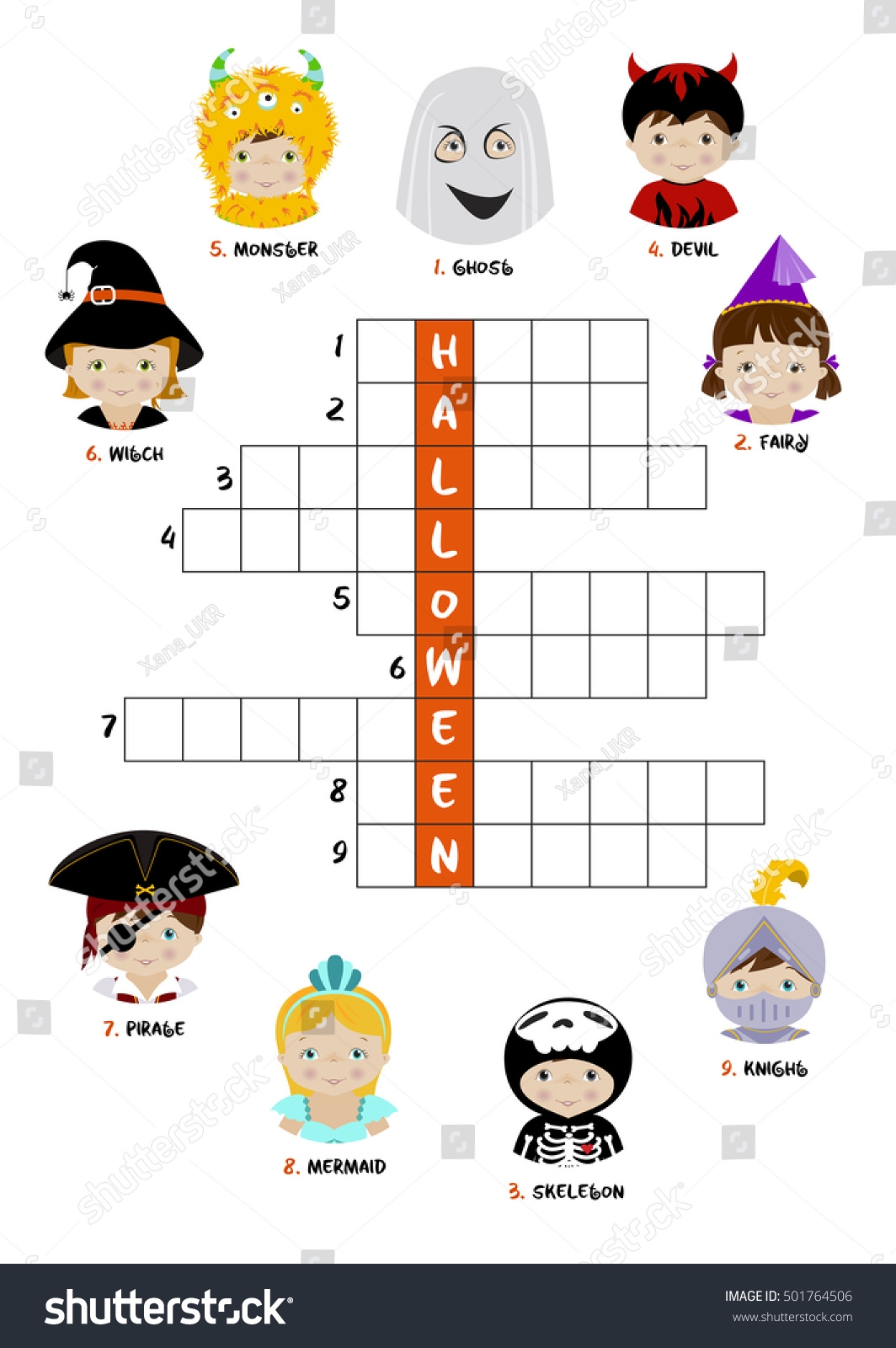 Halloween Theme Crossword Puzzle Children Kids Stock Vector Royalty Free 501764506 Shutterstock Halloween Theme Crossword Puzzle Children Kids Stock Vector Royalty Free 501764506 Shutterstock
