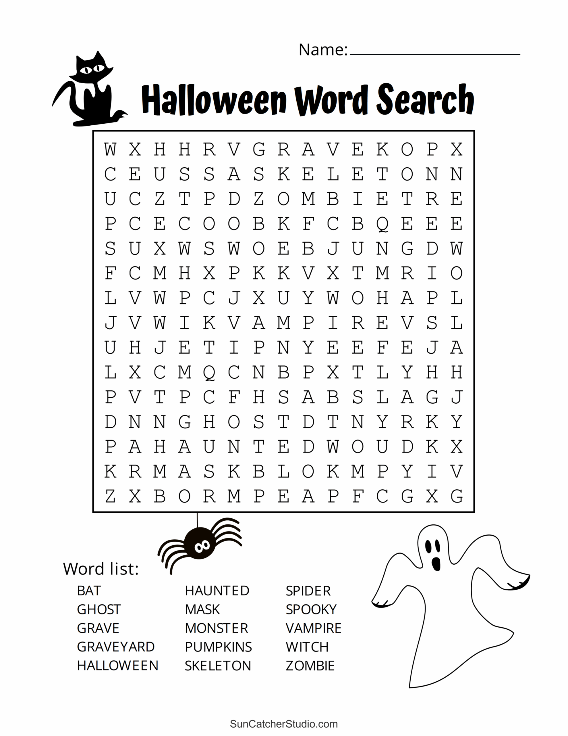 Halloween Word Search Free Printable Puzzles Free Printables Monograms Design Tools Patterns DIY Projects