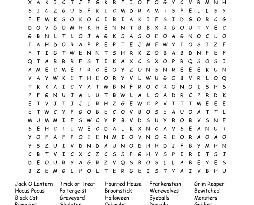Halloween Word Search WordMint