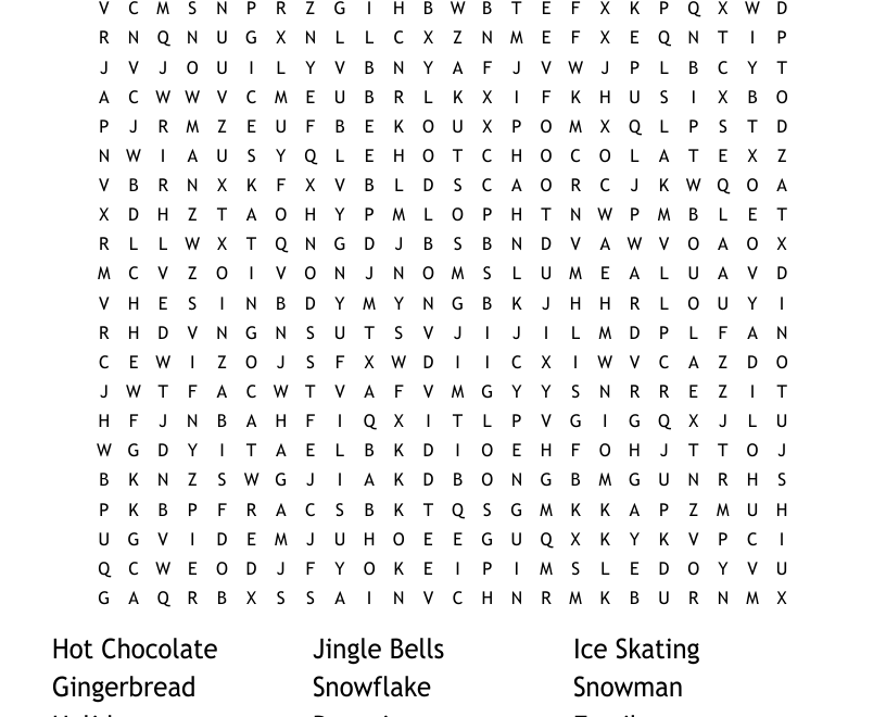 Happy Holidays Word Search WordMint