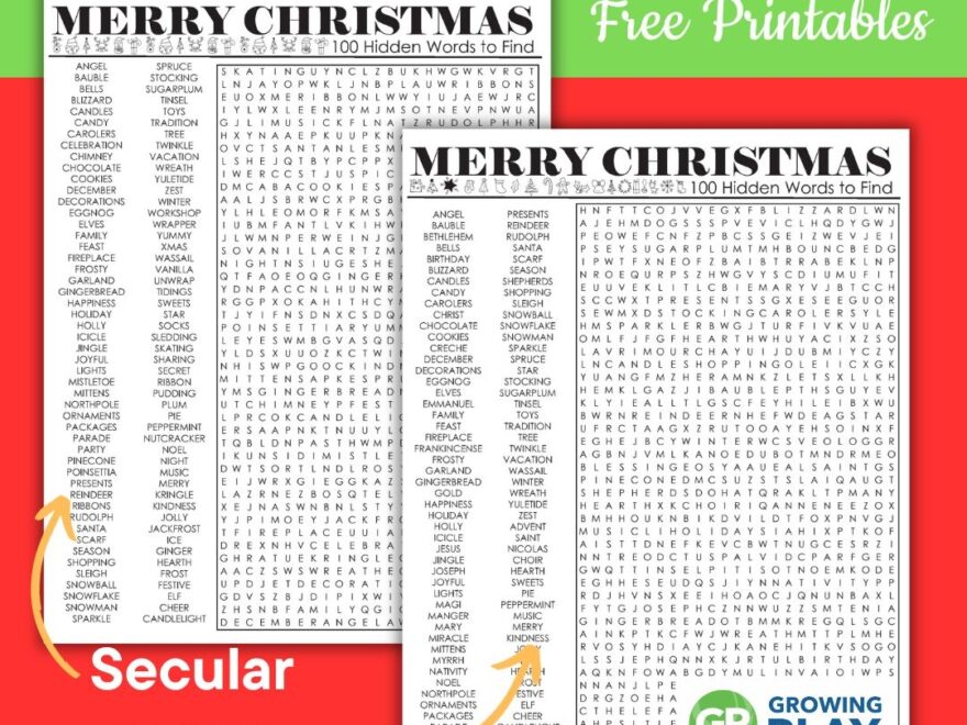 Hard Christmas Word Search Printables Free Puzzles Growing Play