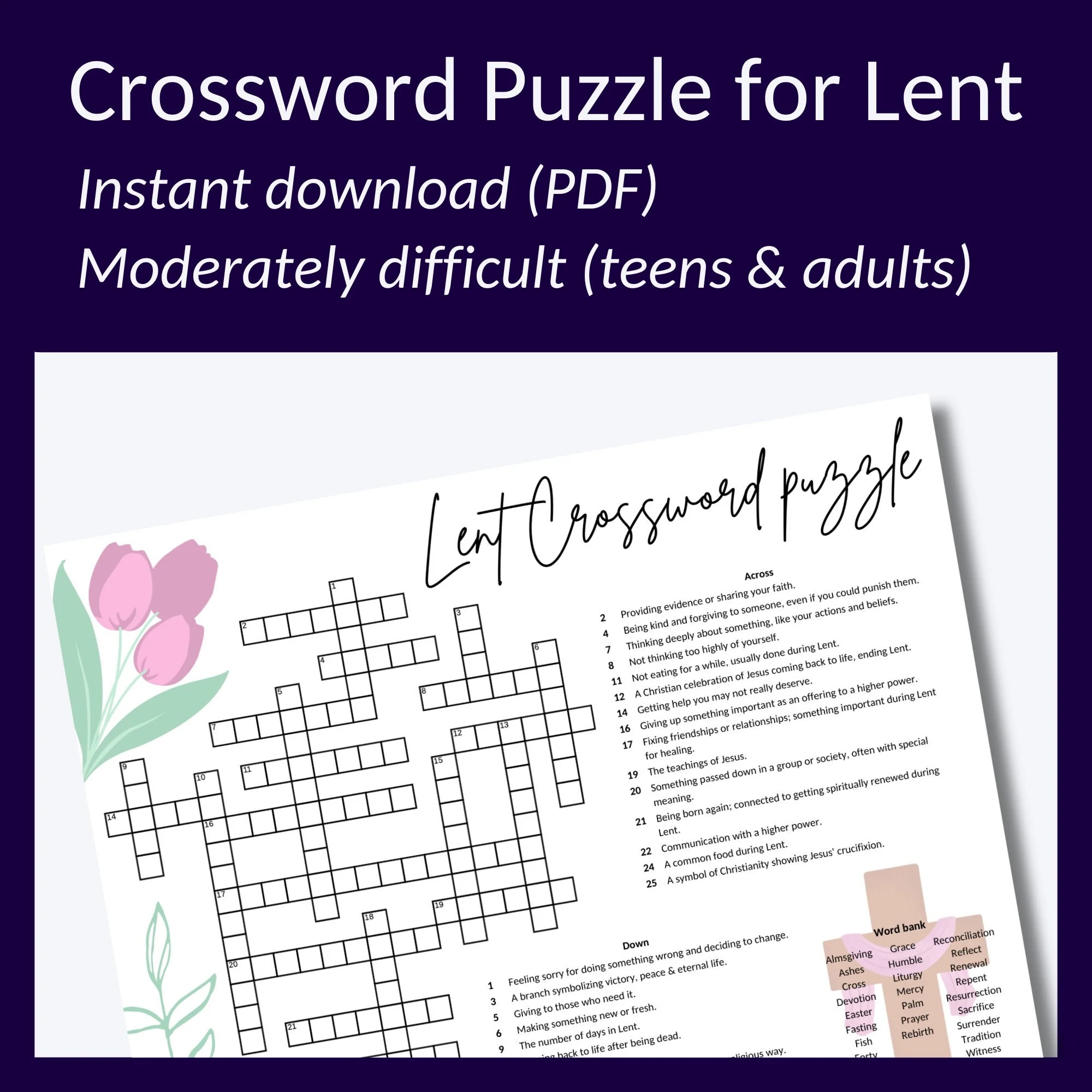 Hard Lent Crossword Game For Teens And Adults Perfect For Easter Fun Etsy Hard Lent Crossword Game For Teens And Adults Perfect For Easter Fun Etsy
