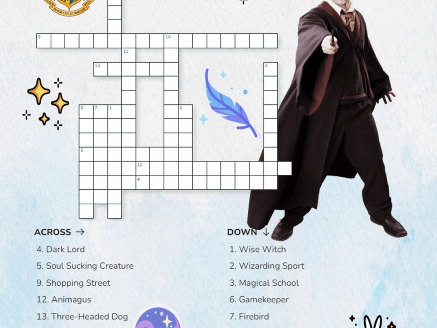 Harry Potter Crossword Worksheets Printable