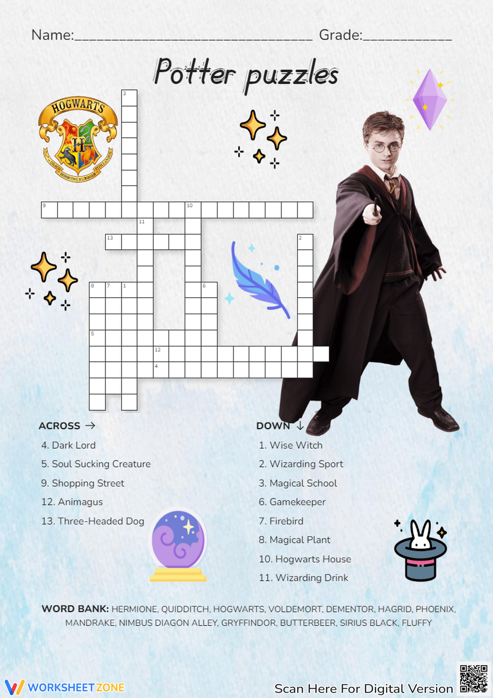 Harry Potter Crossword Worksheets Printable Harry Potter Crossword Worksheets Printable