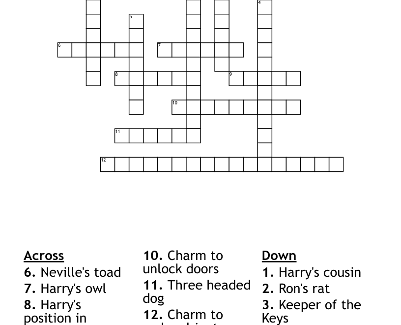 Harry Potter Hard Crossword WordMint