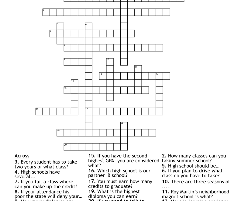 High School Crossword WordMint
