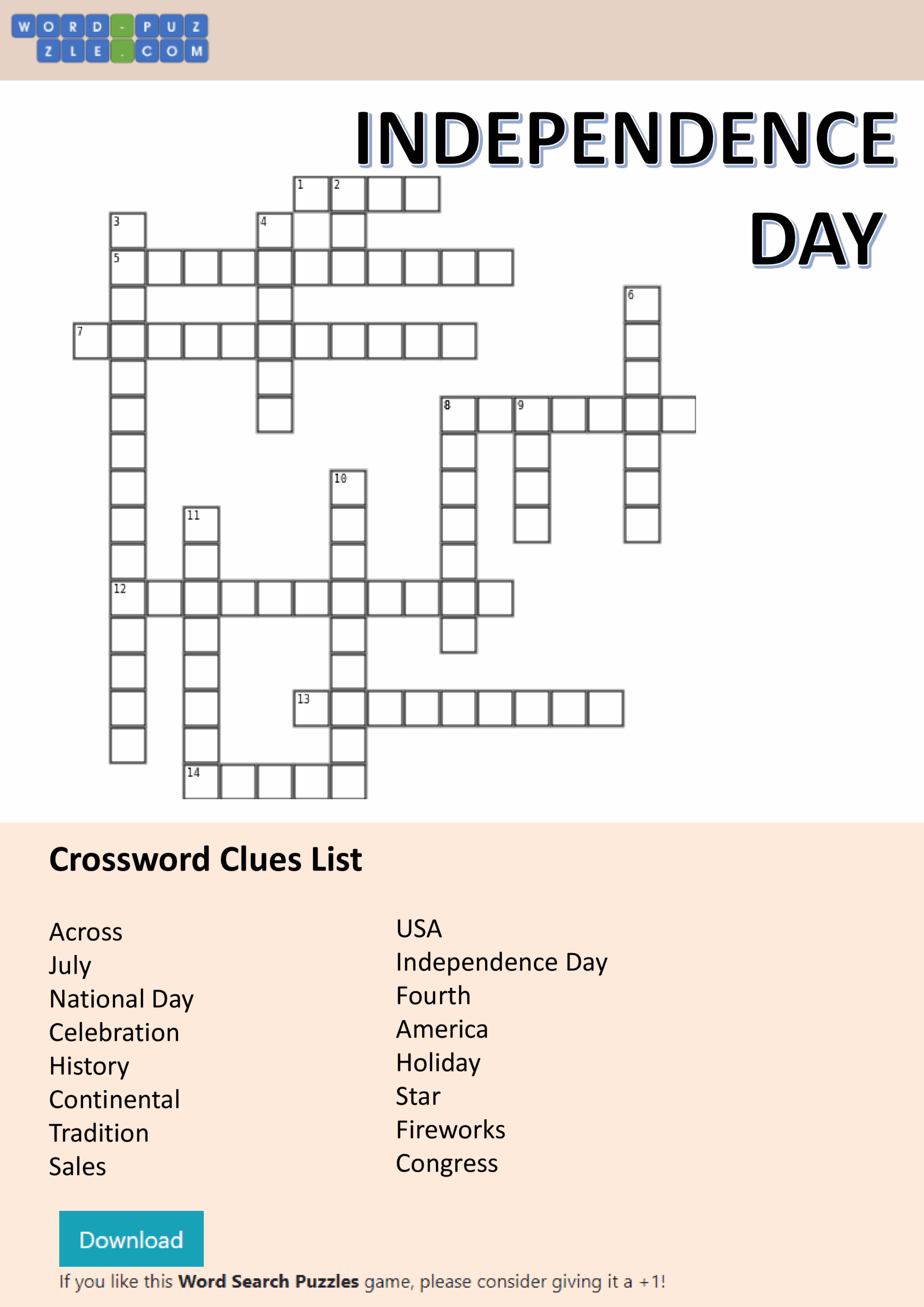 Fourth Of July Crossword Puzzles Printable Fourth Of July Crossword Puzzles Printable