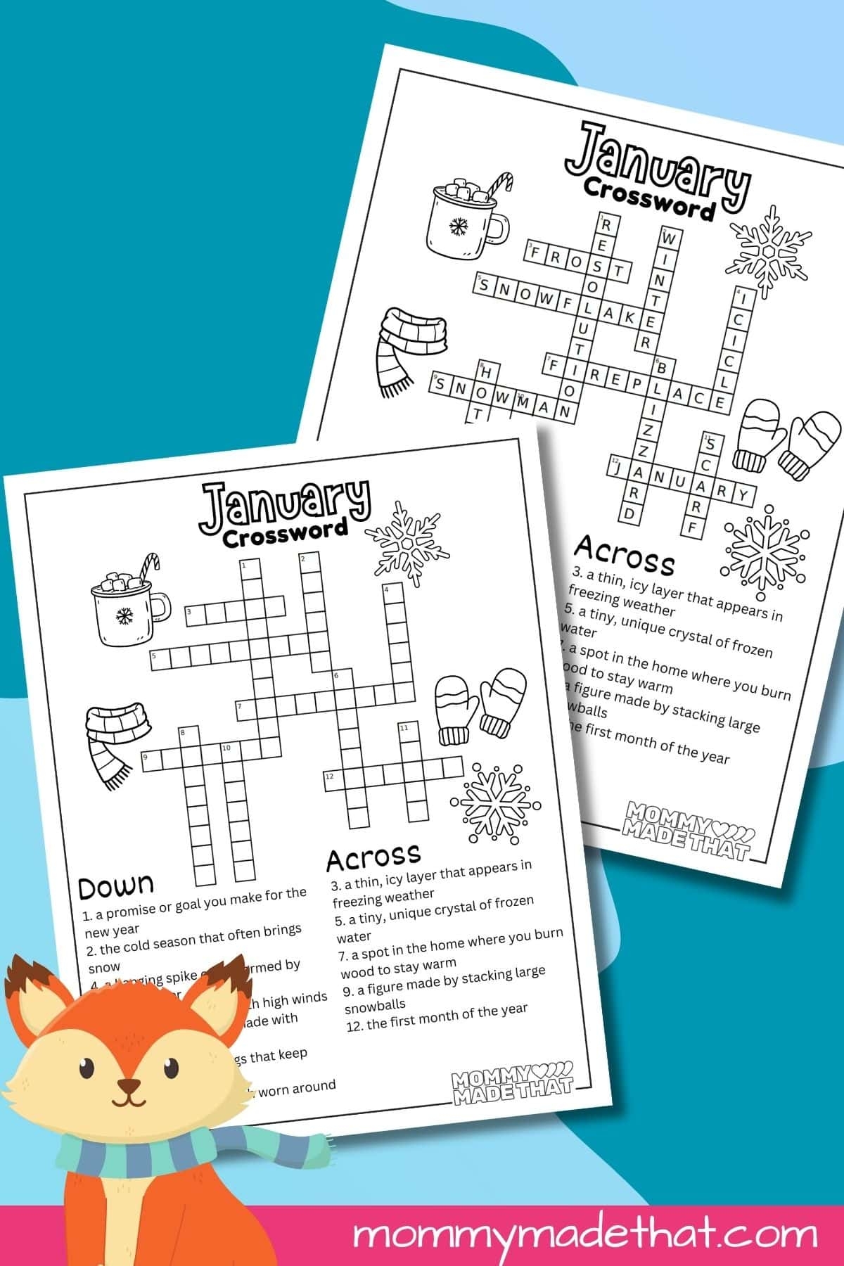 January Crossword Puzzle Free Printable For Kids  January Crossword Puzzle Free Printable For Kids