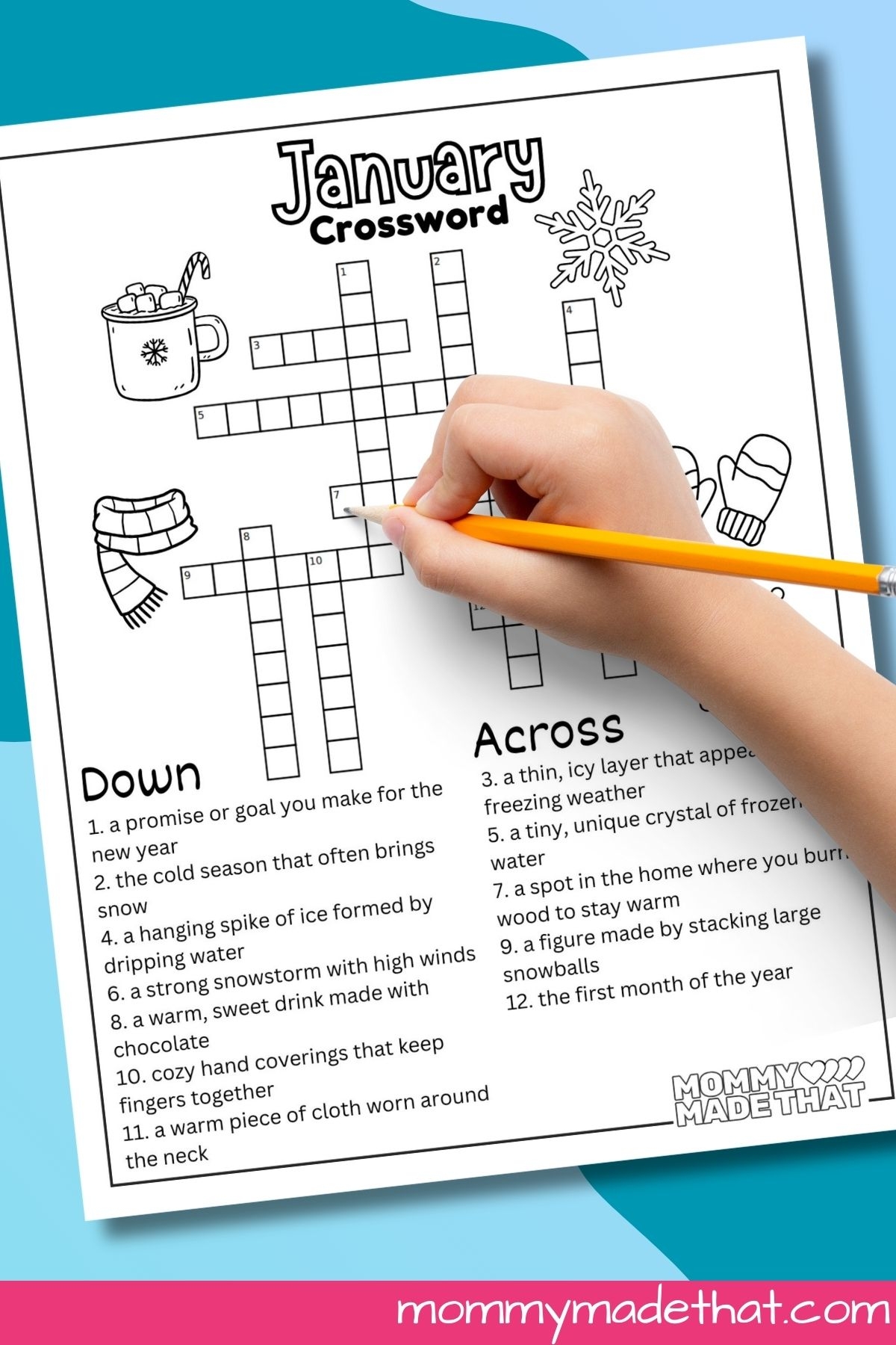 January Crossword Puzzle Free Printable For Kids  January Crossword Puzzle Free Printable For Kids