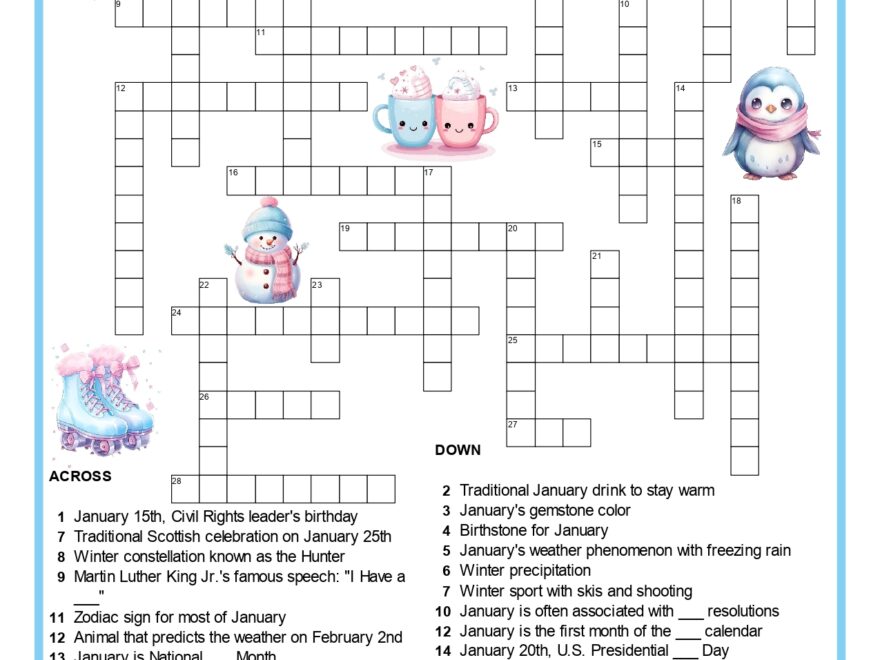 January Crossword Puzzle Worksheets Library