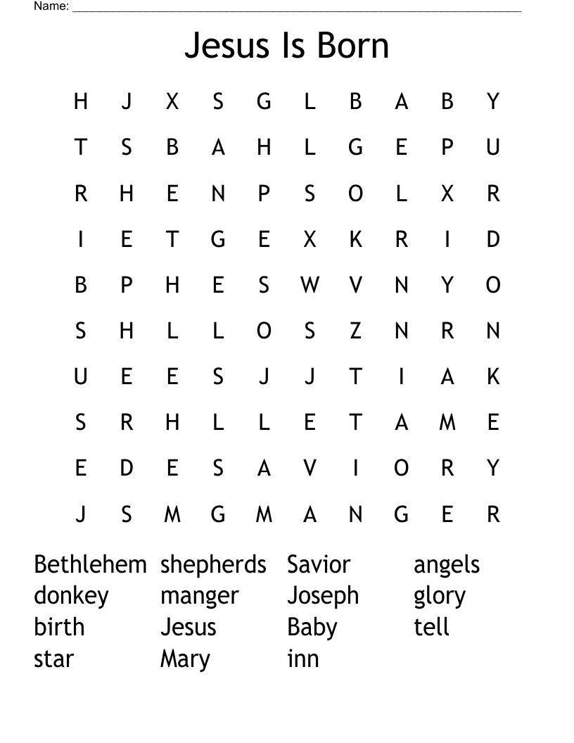 Jesus Is Born Word Search WordMint