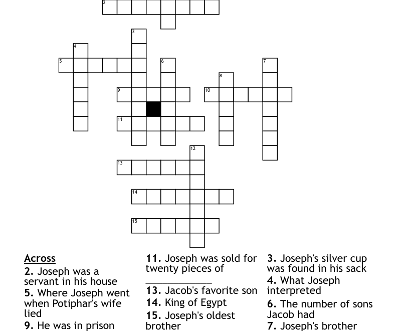 JOSEPH Crossword WordMint