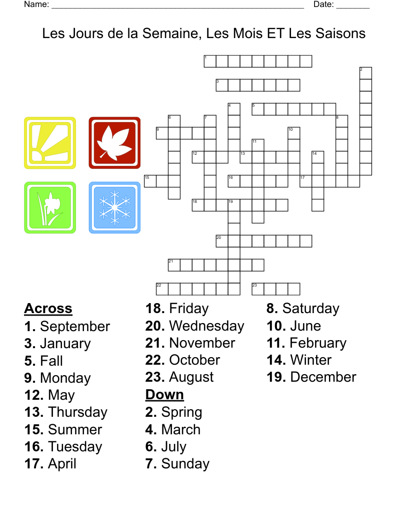 Jours De La Semaine Word Search WordMint Jours De La Semaine Word Search WordMint