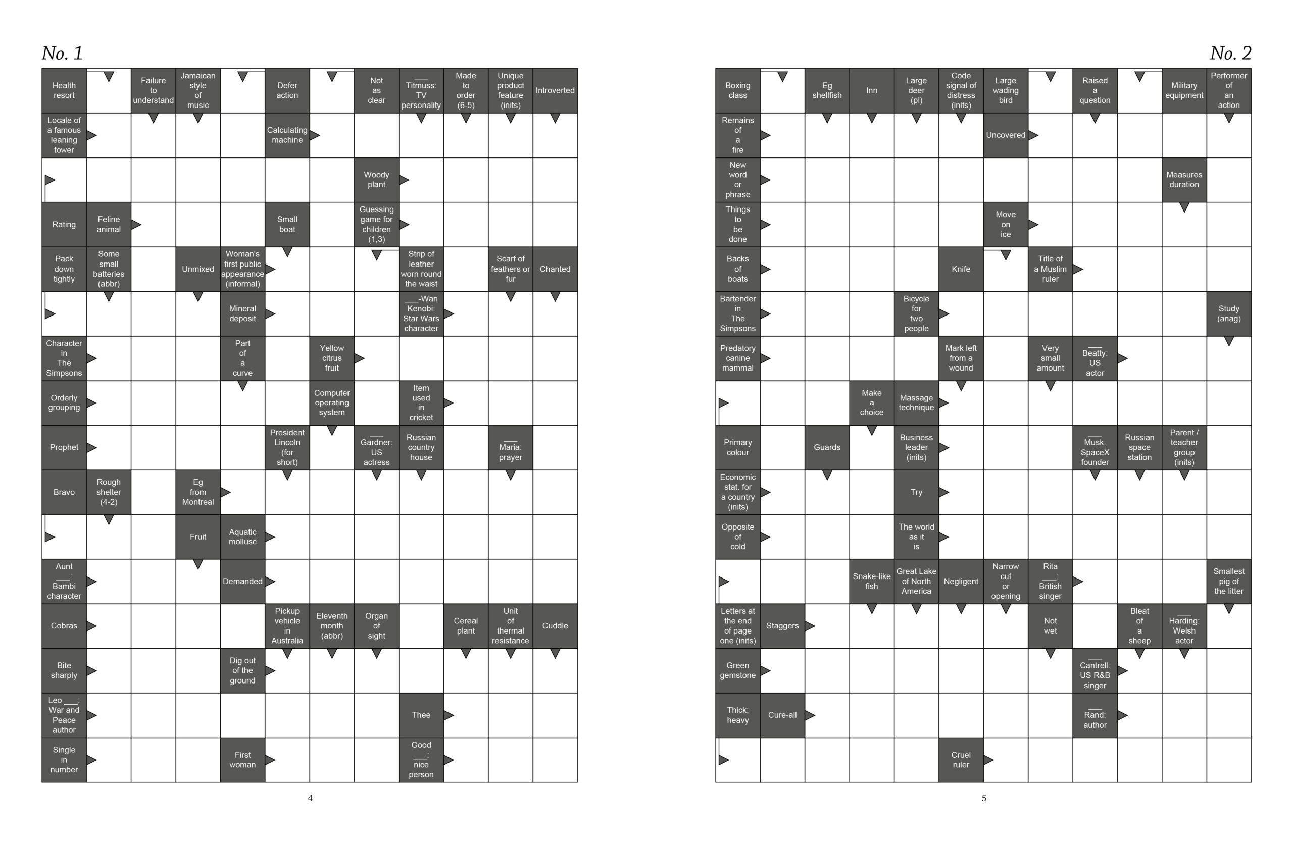 Jumbo Crossword Puzzles Printable