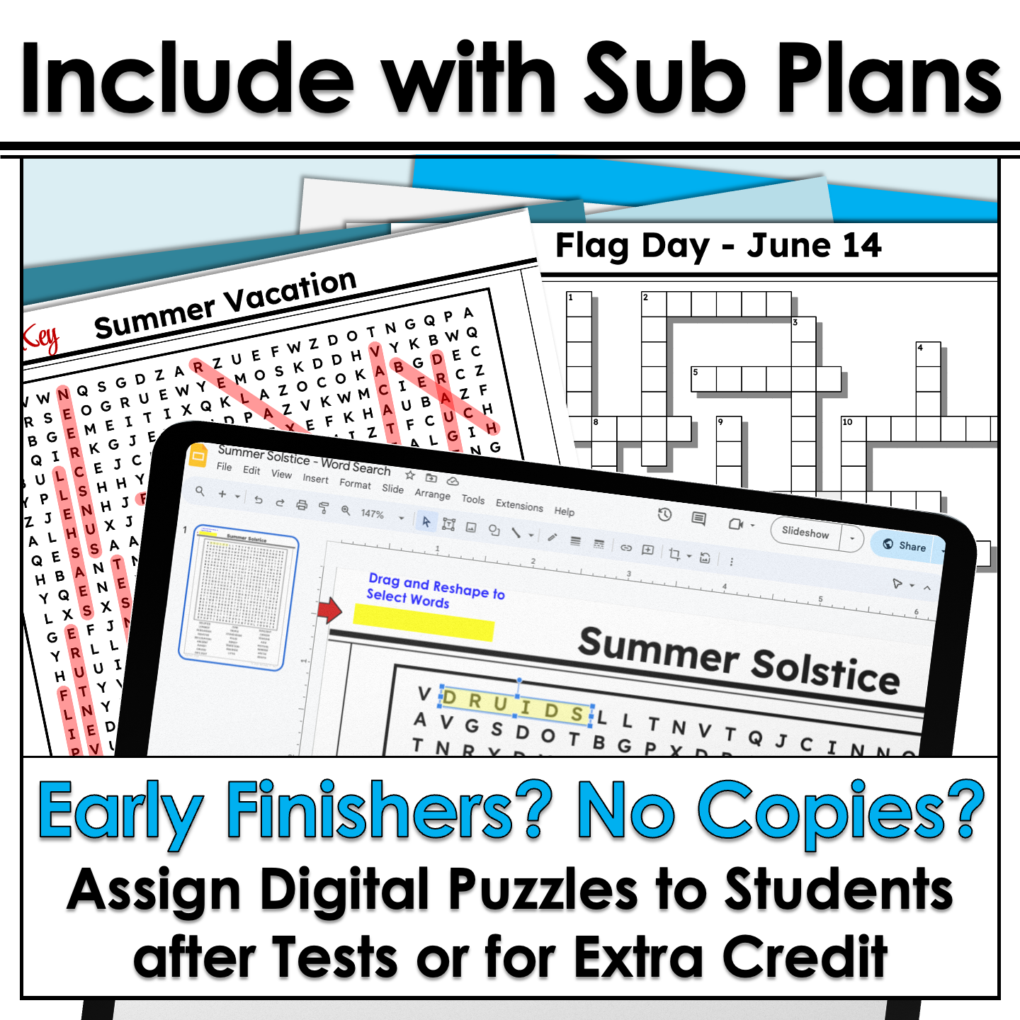June Crossword Puzzles Word Search Middle High School Print Digital Made By Teachers