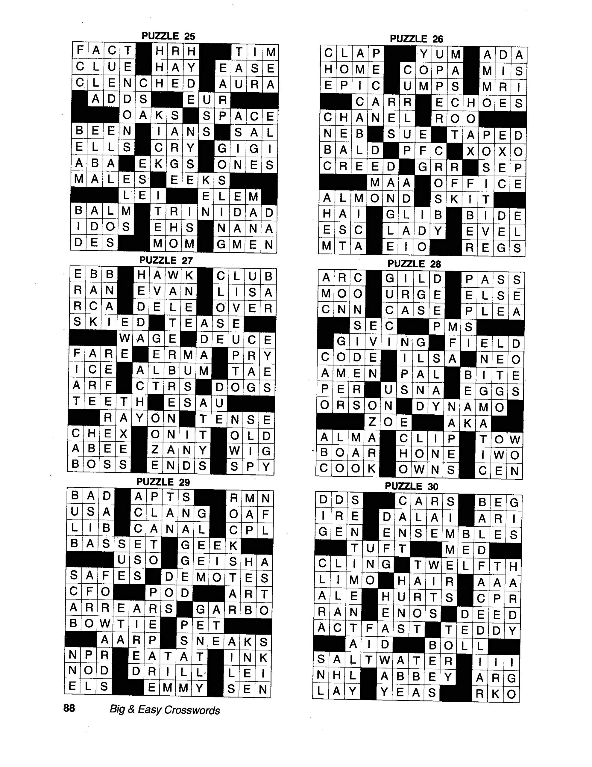 Large Print Crossword Printable Large Print Crossword Printable