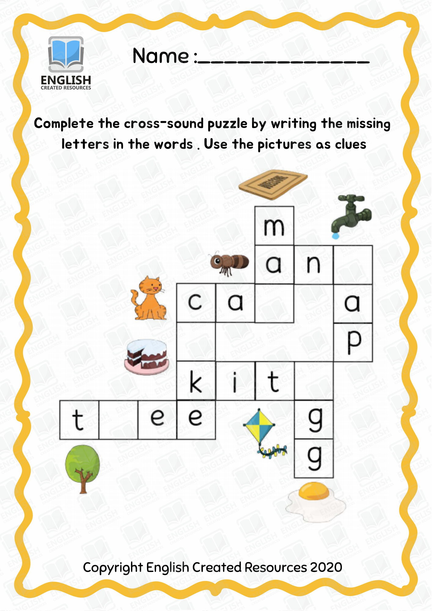 Kindergarten Crossword Puzzle English Created Resources Worksheets Library Kindergarten Crossword Puzzle English Created Resources Worksheets Library