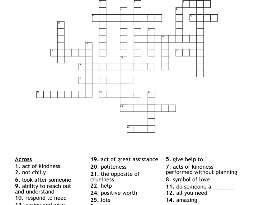 Kindness Crossword WordMint