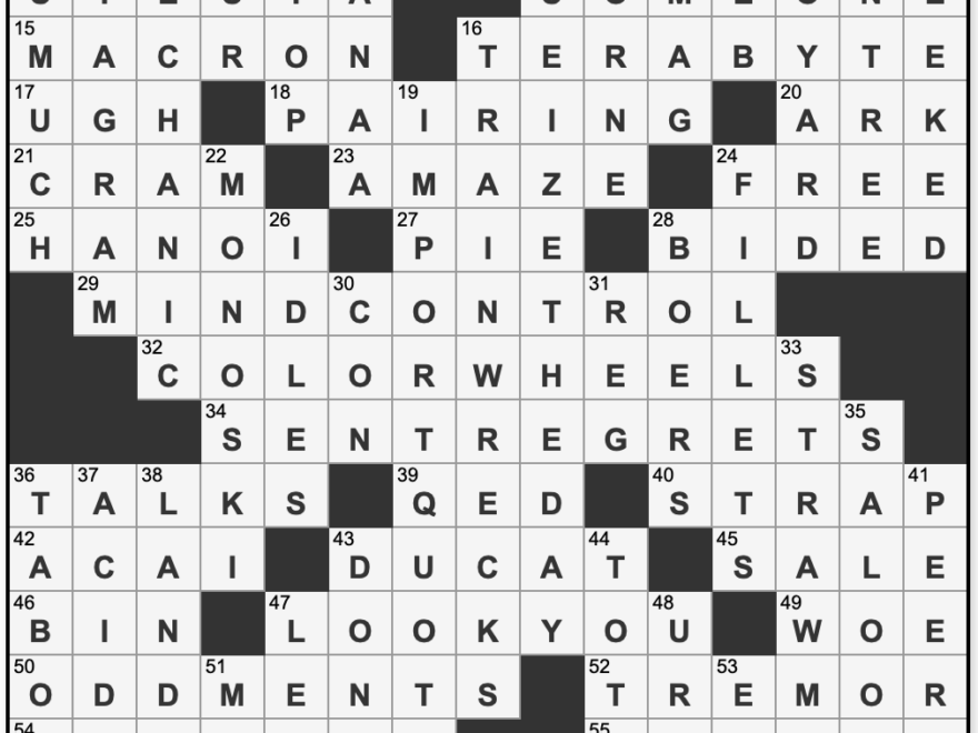 L A Times Crossword Corner Saturday December 5 2020 Roland Huget