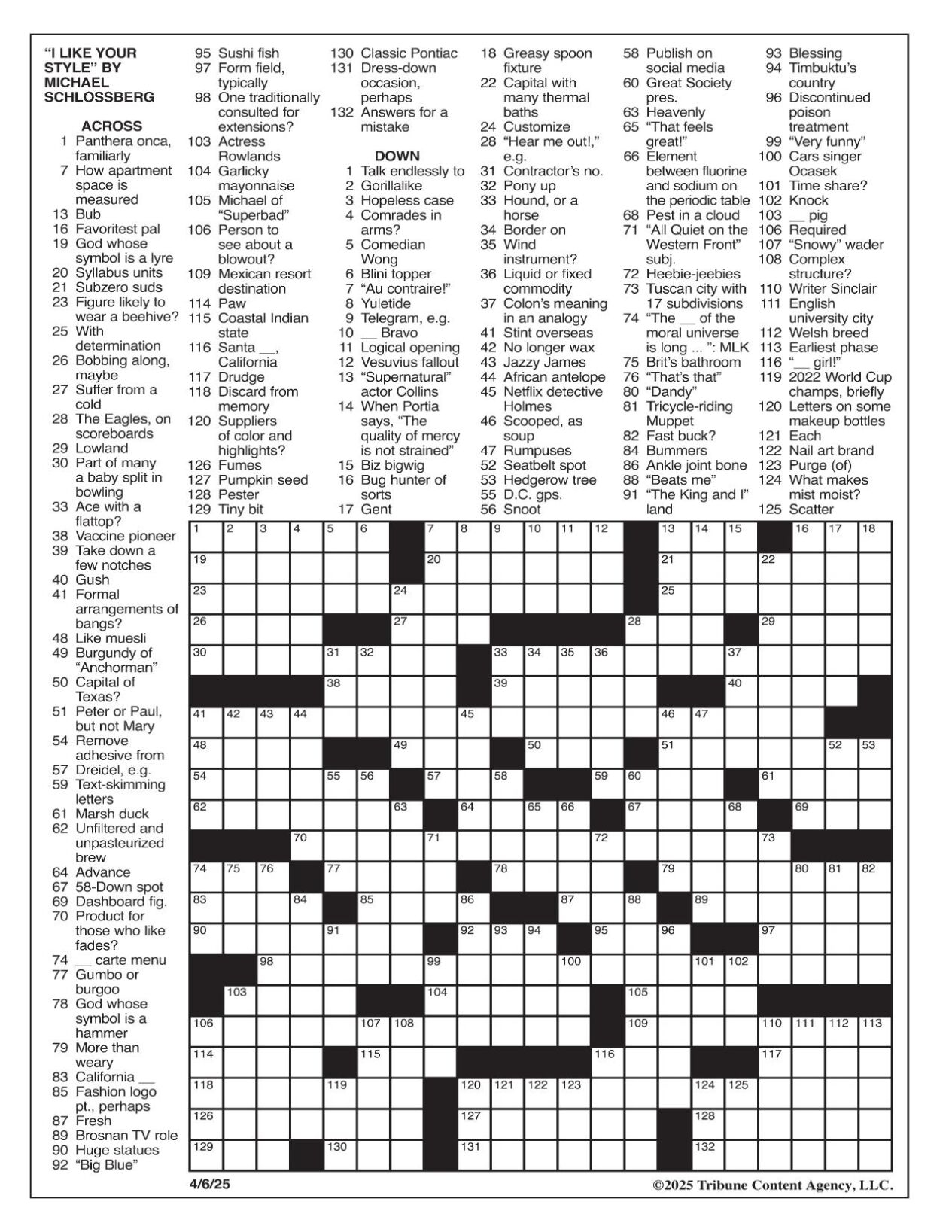 LA Times Crossword April 6 2025 Crosswords Yakimaherald LA Times Crossword April 6 2025 Crosswords Yakimaherald