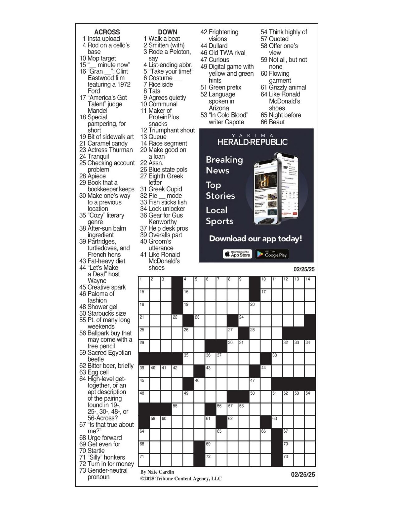 LA Times Crossword Feb 25 2025 Crosswords Yakimaherald LA Times Crossword Feb 25 2025 Crosswords Yakimaherald