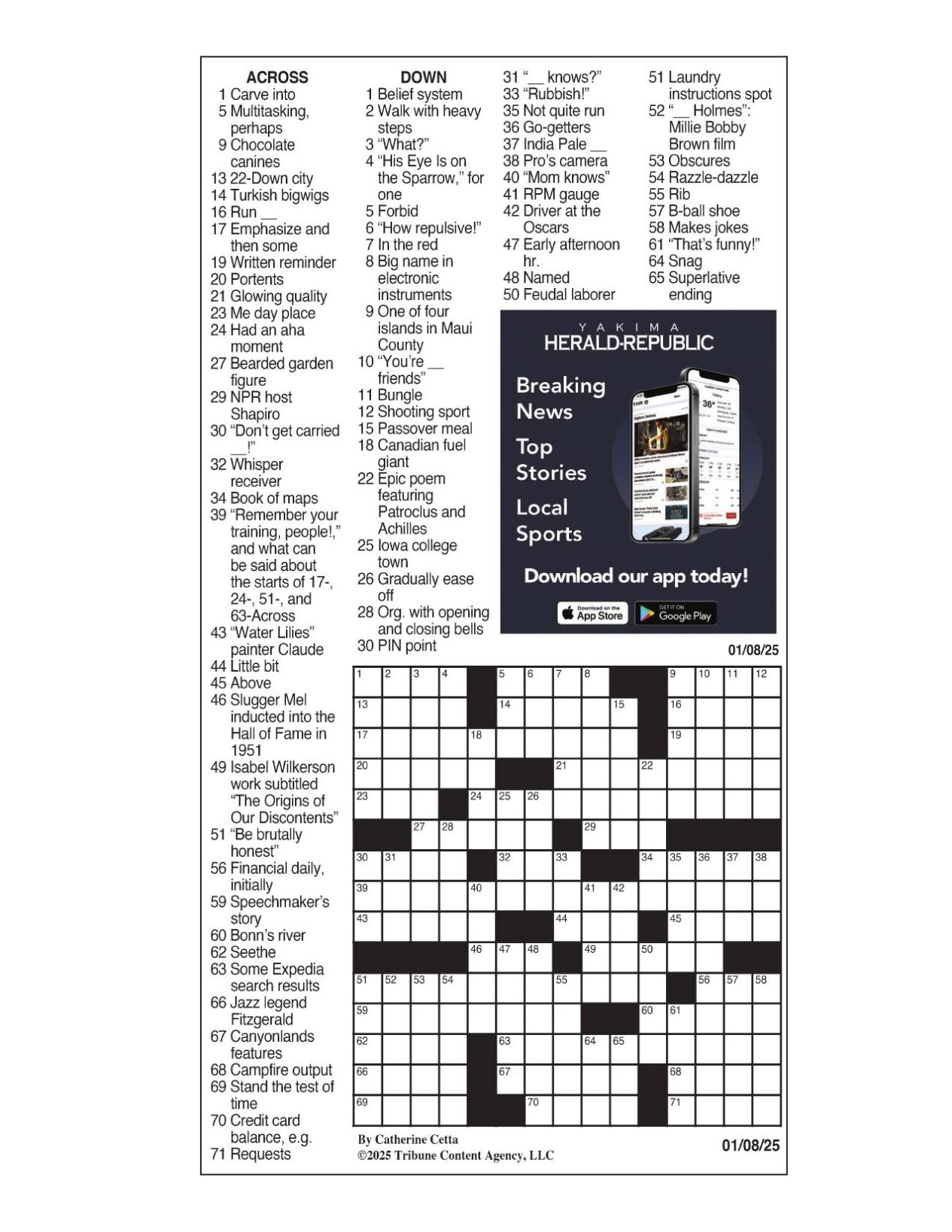 LA Times Crossword Jan 8 2025 Crosswords Yakimaherald LA Times Crossword Jan 8 2025 Crosswords Yakimaherald